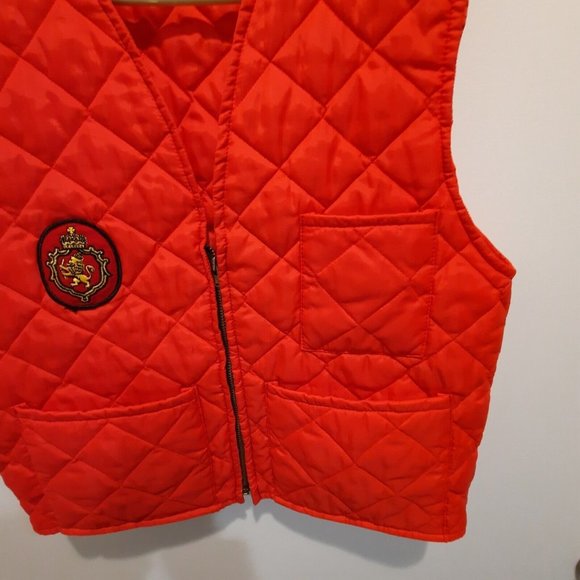 Vintage Quilted Trucker Vest Red Strohs Beer Patch - Picture 3 of 7
